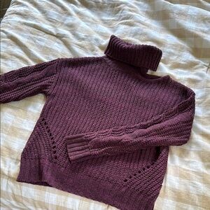 EVEREVE- John + Jenn Deep Purple Turtleneck cut out Sweater
